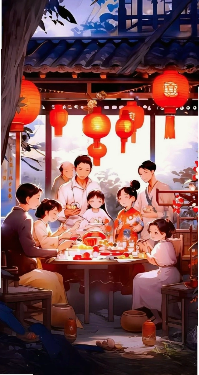 Hình ảnh Tết bên đèn lồng cho điện thoại