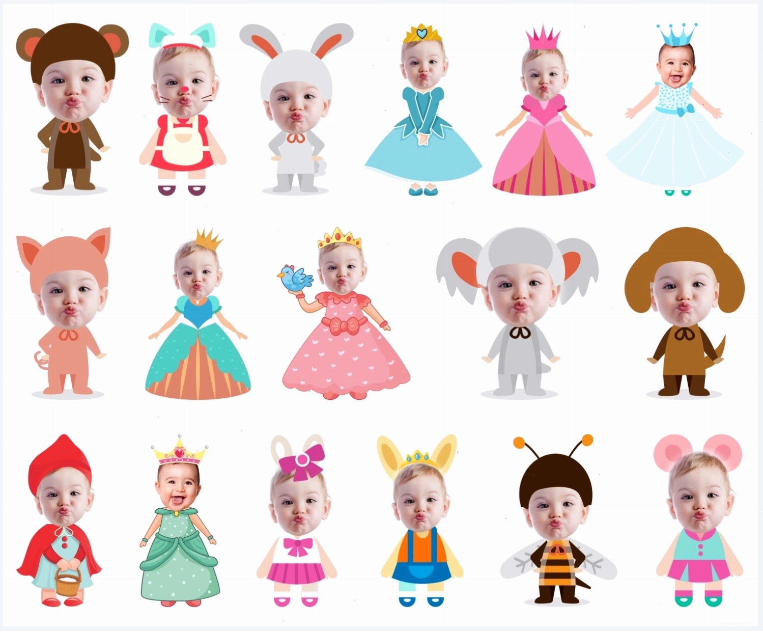 Hình chibi ghép mặt cho bé gái trong bữa tiệc sinh nhật