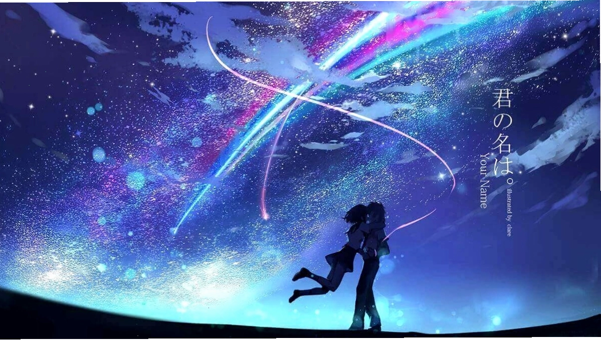 Hình nền anime cặp đôi lãng mạn dưới ánh trăng