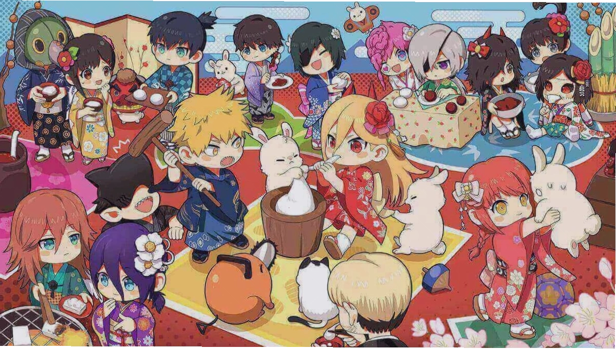 Hình nền anime chibi dễ thương với biểu cảm hài hước