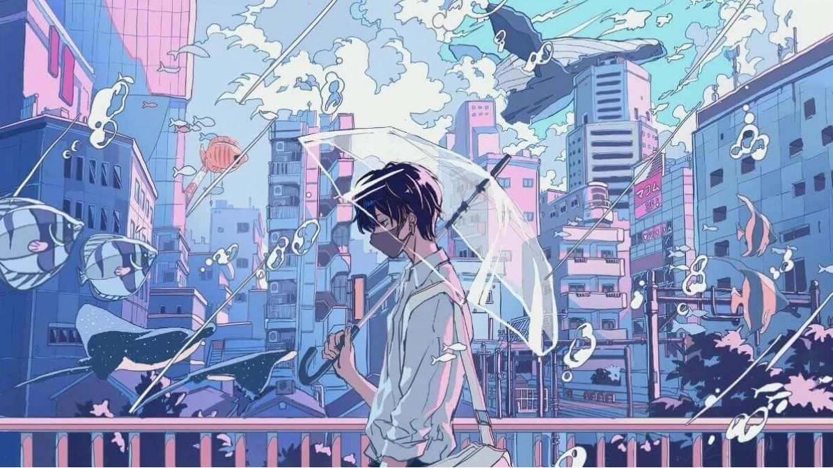Hình nền anime nam nhân vật hành động mạnh mẽ, đầy khí chất