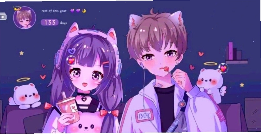 Hình nền anime nữ chibi với biểu cảm tinh nghịch