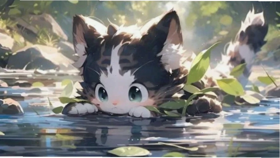 Hình nền anime nữ cute với nhân vật đeo tai mèo