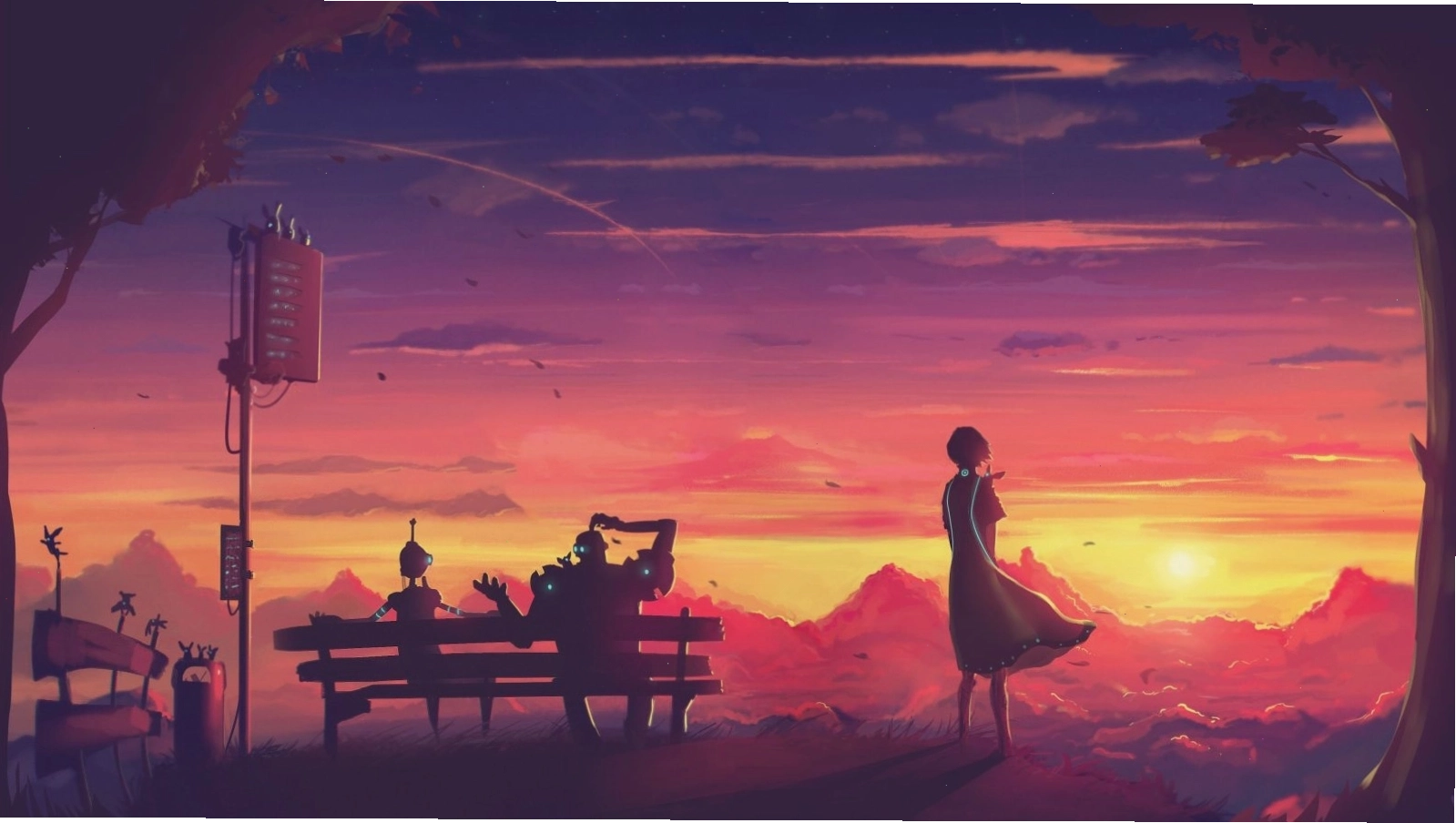 Hình nền anime phong cảnh thành phố về đêm
