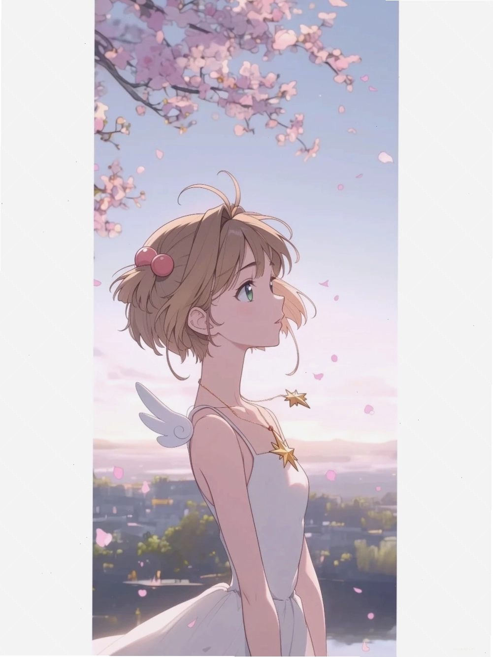 Hình nền hoa anh đào anime với tông màu hồng pastel nhẹ nhàng