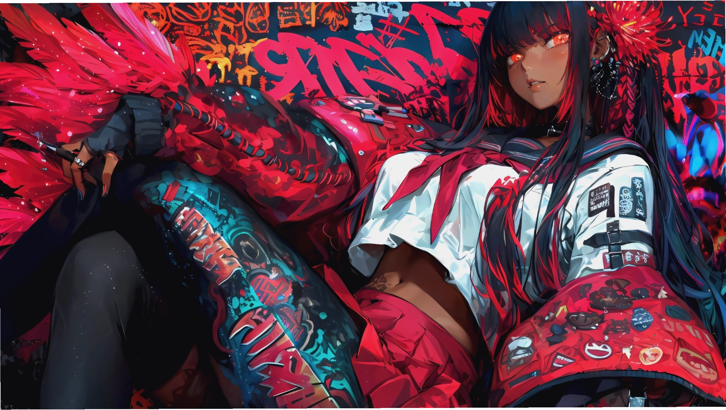 Hình nền máy tính anime 4K với nhân vật nữ mạnh mẽ
