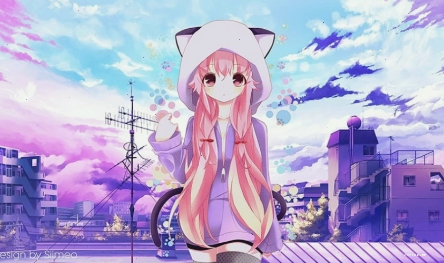 Hình nền máy tính anime cô gái tóc xanh dễ thương