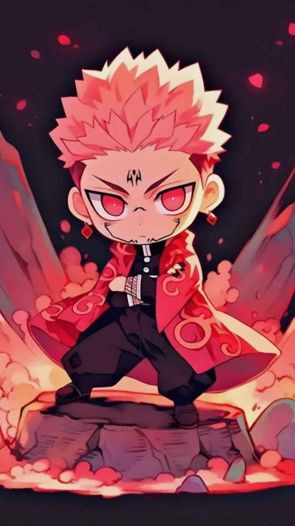 Hình nền Sukuna chibi với nét vẽ dễ thương