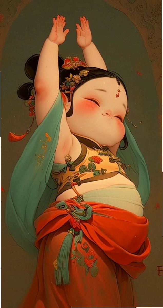 Hình nền Tết anime với bé gái dễ thương trong không khí lễ hội
