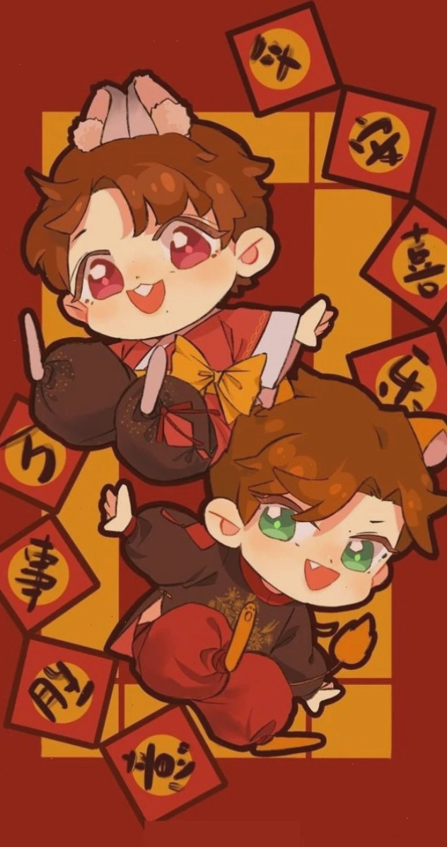Hình nền Tết anime với không khí vui tươi