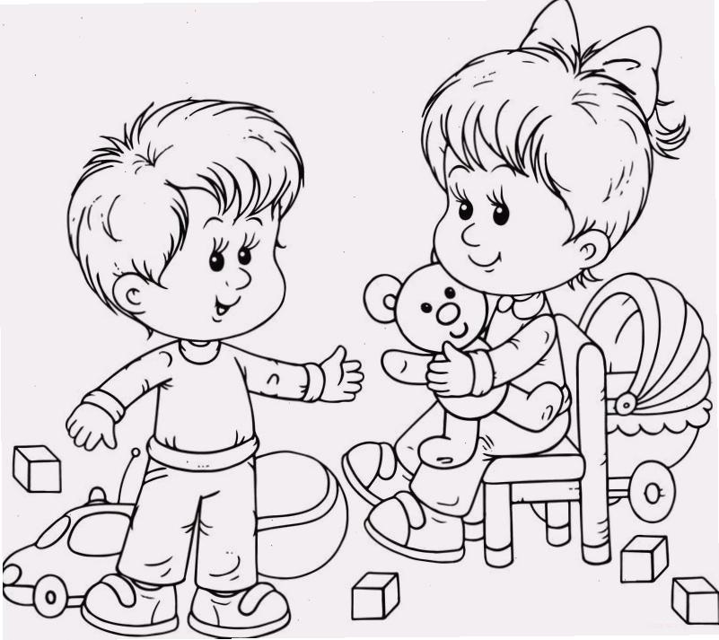 Hình tô màu bạn trai và bạn gái đẹp