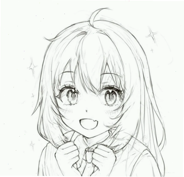 Hình vẽ anime nữ đơn giản với nét vẽ mềm mại