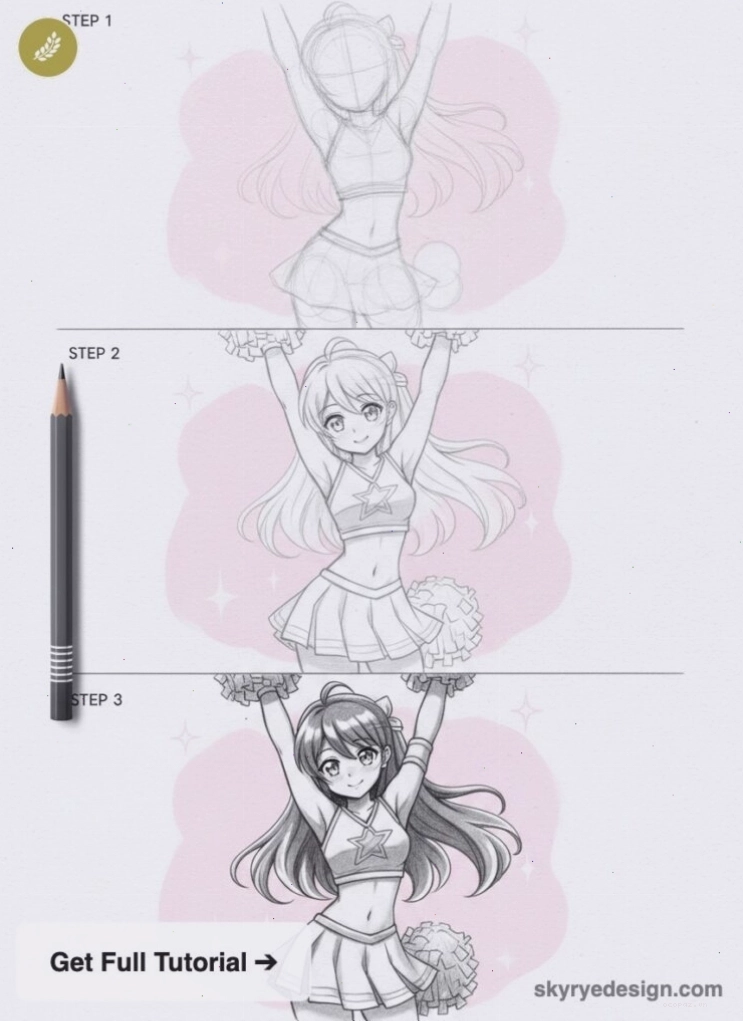 Hướng dẫn vẽ hoạt náo viên anime từng bước từ phác thảo thô đến chi tiết