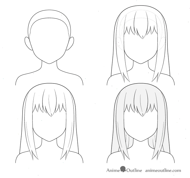 Hướng dẫn vẽ tóc dài anime từng bước