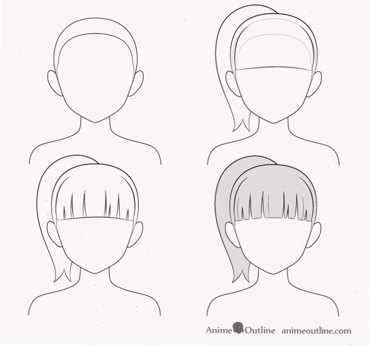 Hướng dẫn vẽ tóc đuôi ngựa anime từng bước