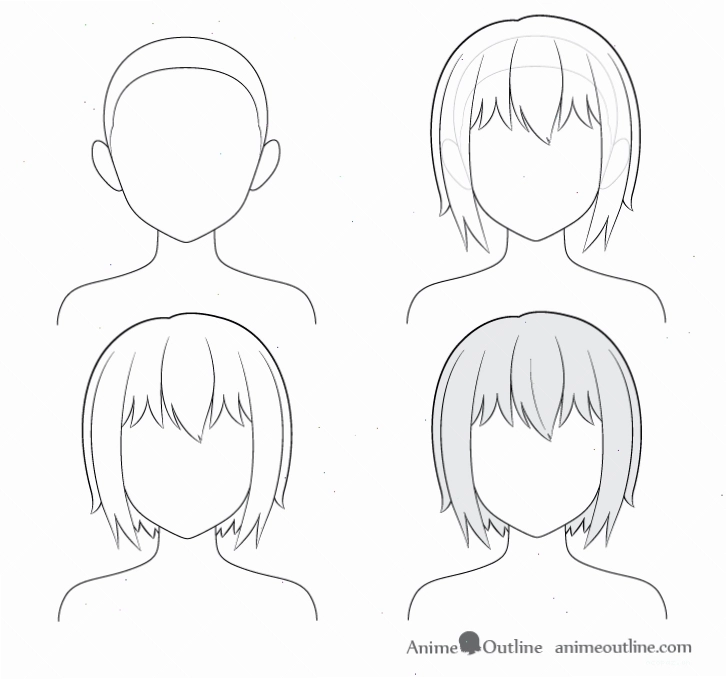 Hướng dẫn vẽ tóc ngắn anime từng bước