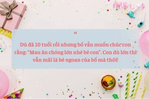 Lời chúc mừng sinh nhật con gái 10 tuổi độc đáo
