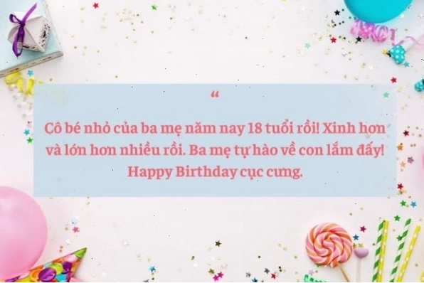 Lời chúc sinh nhật tuổi 18 cho con gái