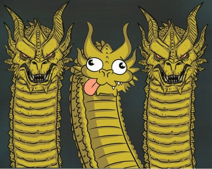 Mẫu template 3 dragons dumb middle blank meme