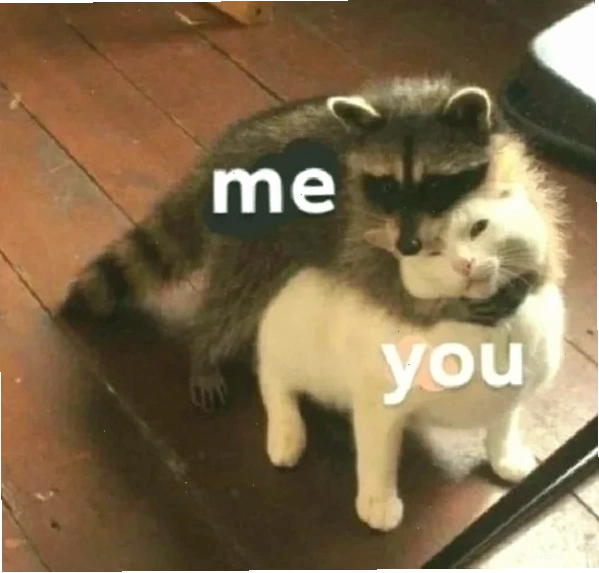 Meme hai nhân vật hoạt hình ôm nhau thân thiết