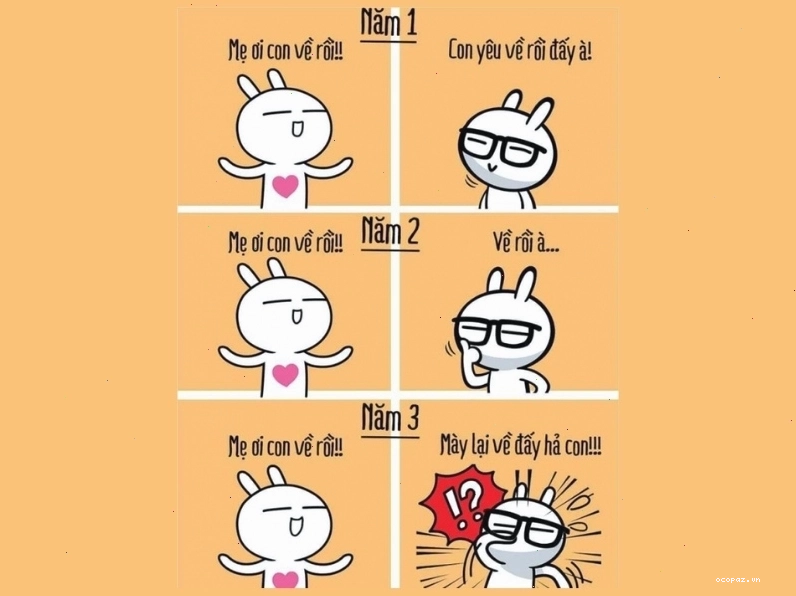 Meme "Thái độ phụ huynh 3 năm đại học với con" thể hiện sự thay đổi theo thời gian
