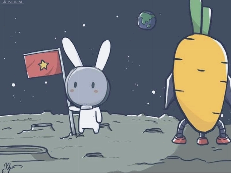 Meme thỏ bảy màu với vẻ mặt hổ báo