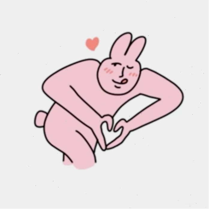 Meme thỏ hồng với biểu cảm ngại ngùng đáng yêu