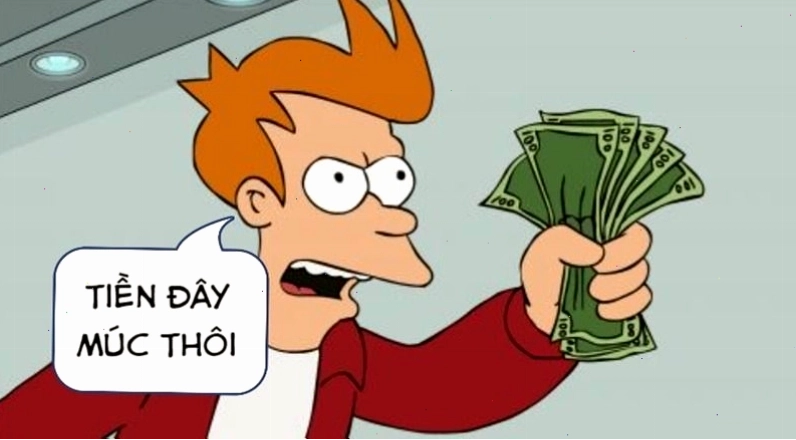 Meme tiền đây cầm đi với biểu cảm hài hước
