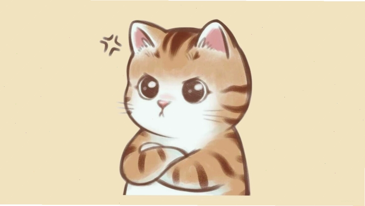 Mèo chibi đang ngồi trên chiếc ghế nhỏ