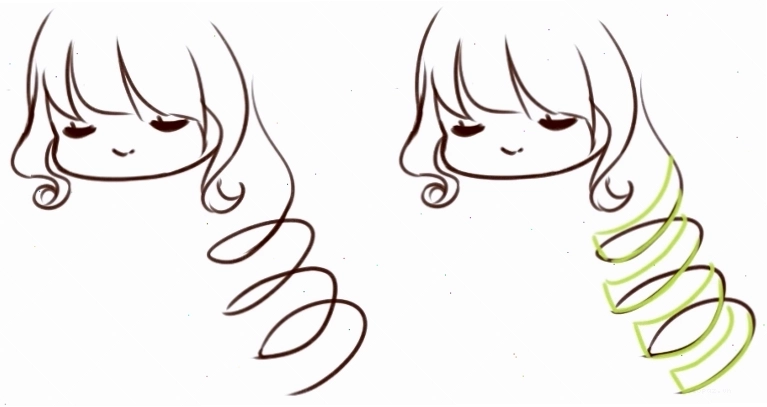 Mẹo vẽ tóc xoăn anime bằng các cuộn hình lò xo