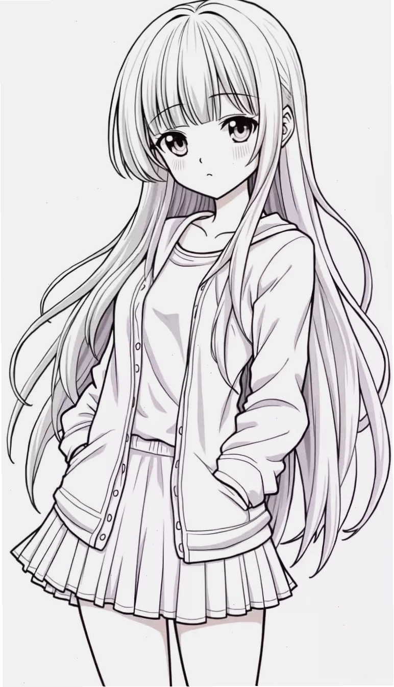 Nhân vật anime nữ với ánh mắt sắc sảo và biểu cảm lạnh lùng