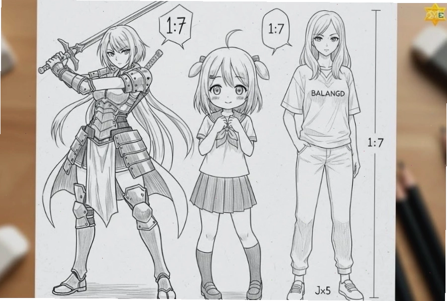Phác họa khung xương cho dáng người anime
