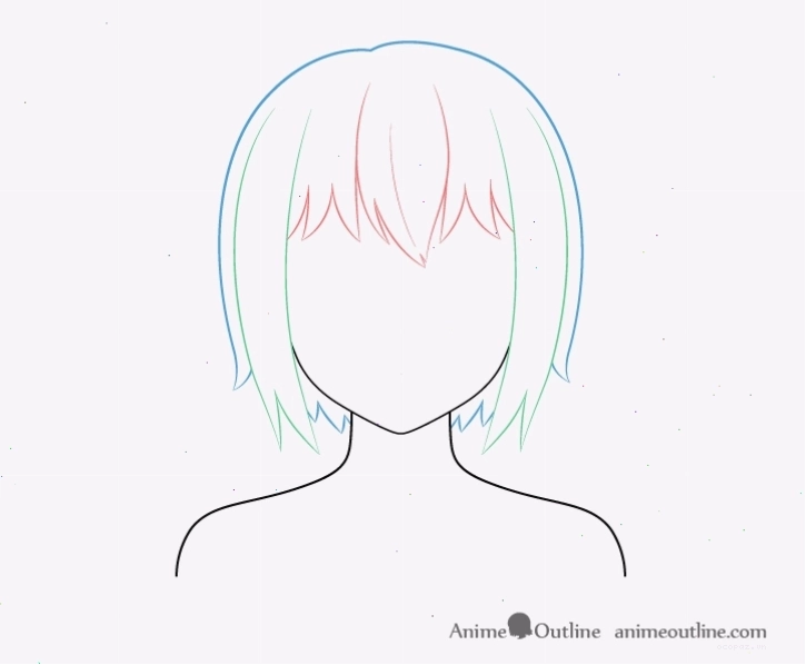 Phân tích cấu trúc vẽ tóc ngắn anime