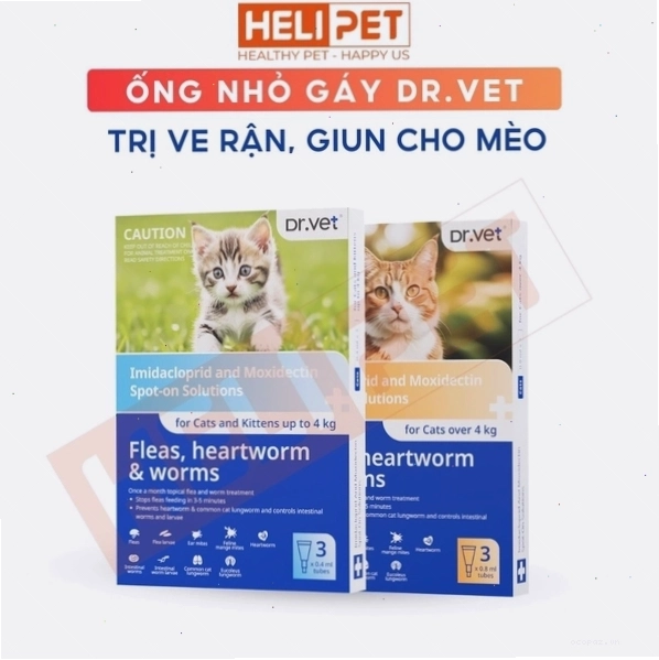 Sử dụng thuốc nhỏ gáy trị ve rận và giun DR.VET cho mèo