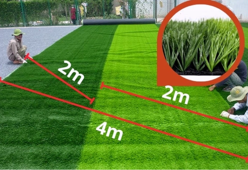 Thảm cỏ nhân tạo khổ 4m thường dùng cho sân bóng đá