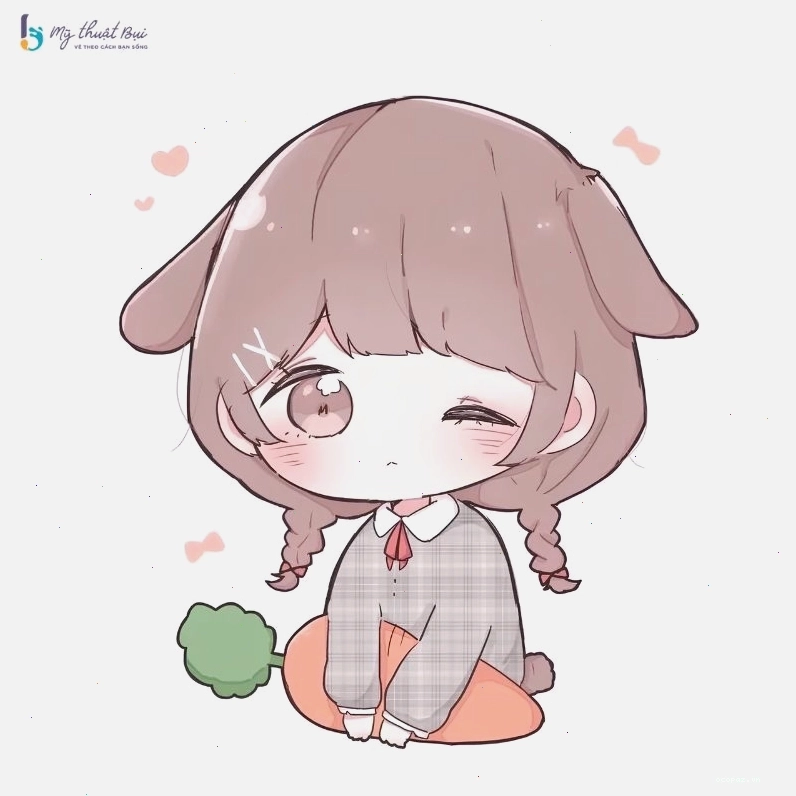 Thành phẩm một bức vẽ anime nữ chibi hoàn chỉnh