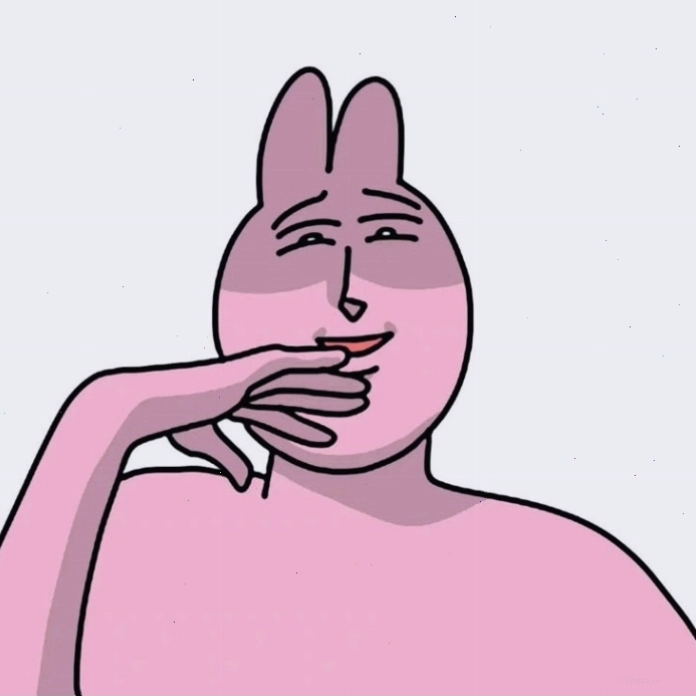 Thỏ hồng meme đang cười tươi