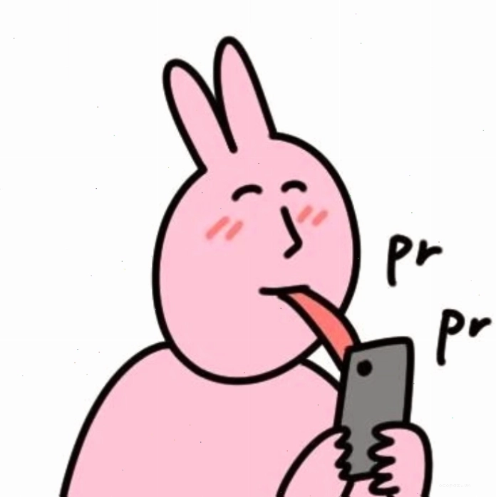Thỏ hồng meme đang thể hiện sự vui vẻ