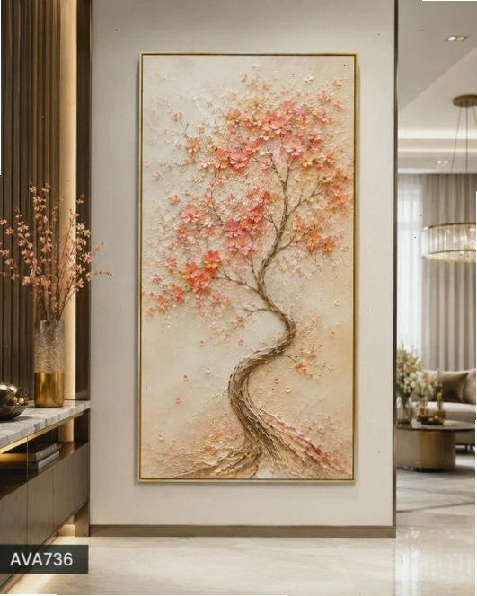 Tranh hoa nở rực rỡ với gam màu nóng
