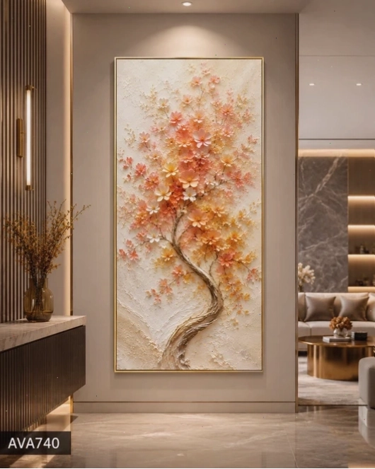 Tranh kim sắc an nhiên với hình ảnh hoa đẹp mắt