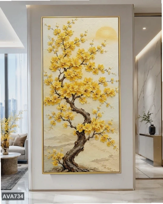 Tranh vàng son rực rỡ với phong cách hiện đại