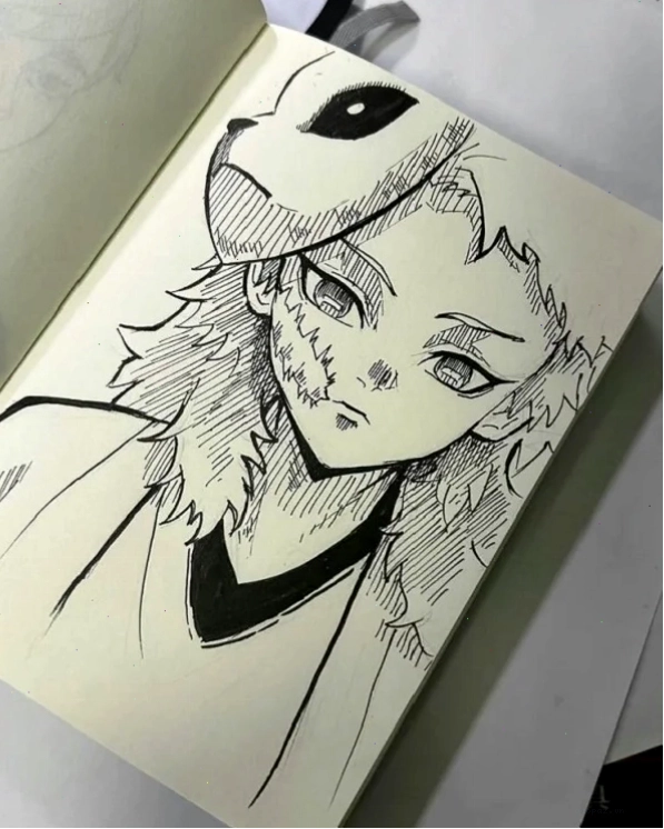 Tranh vẽ anime nam với mái tóc trắng bạch kim nổi bật