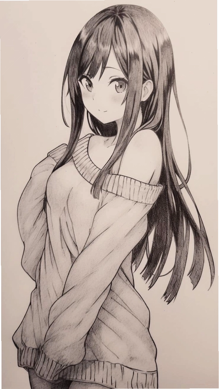 Vẽ chân dung anime nữ với những nét bút chì sắc sảo