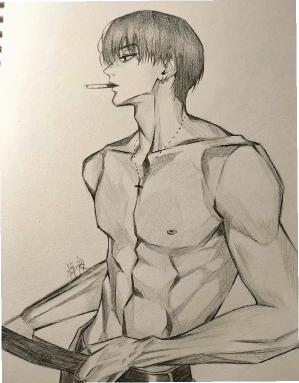 Vẽ tranh anime nam với mái tóc đen huyền bí