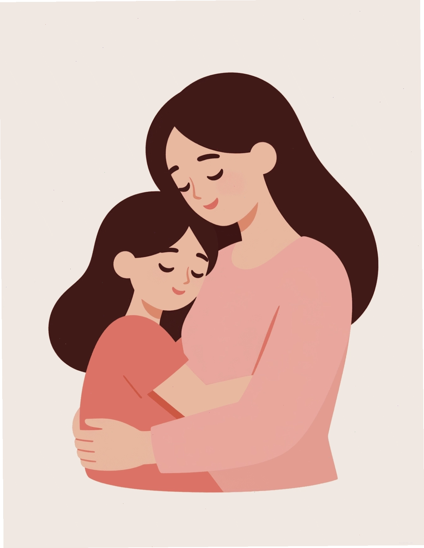 Vector tối giản của mẹ và con gái ôm nhau