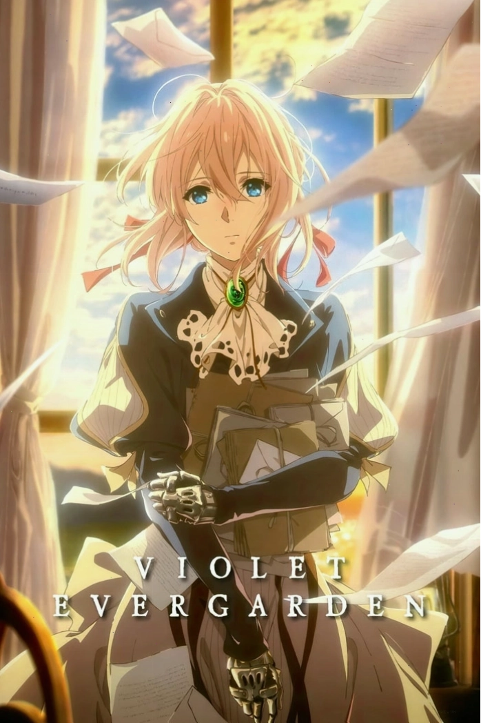 Violet Evergarden trong bộ đồng phục Búp Bê Tự Động Viết Thư