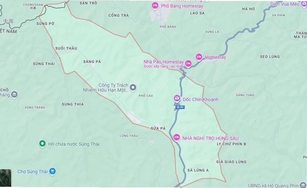 Xã Phố Cáo cách thành phố Hà Giang khoảng 121 km