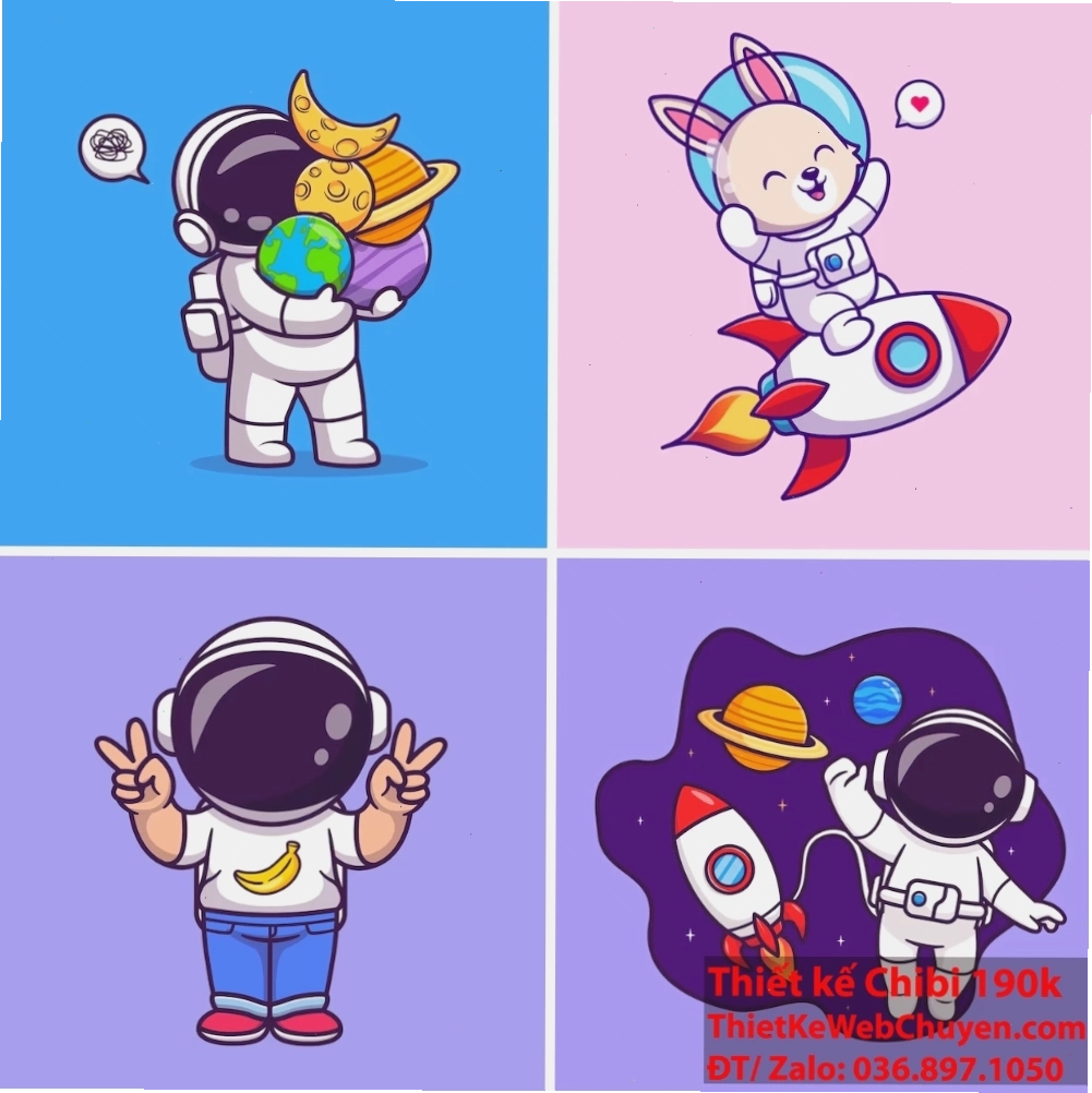 Khám phá vũ trụ bao la cùng nhân vật phi hành gia chibi đáng yêu