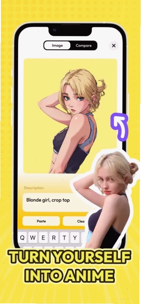 Kết quả khi dùng create anime avatar from photo app cho ảnh chân dung