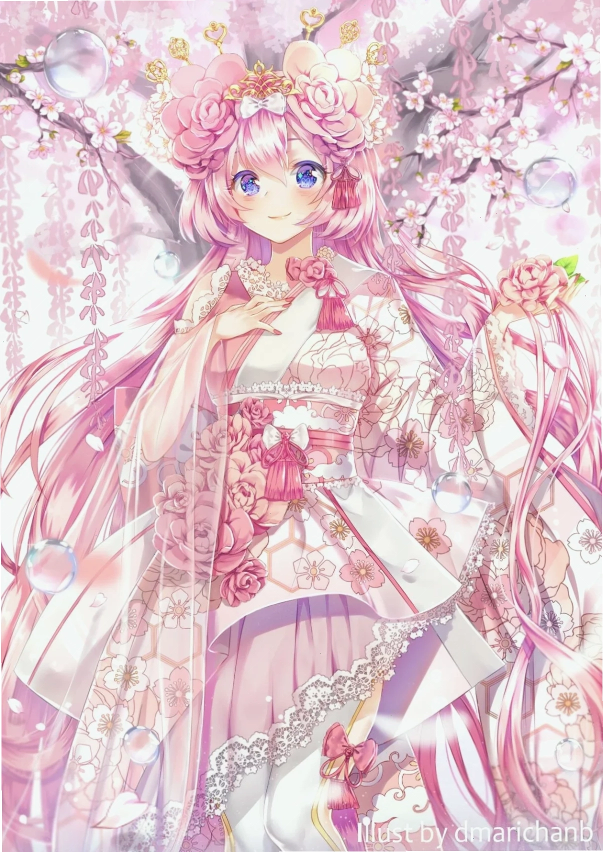 ảnh anime girl tóc hồng dễ thương nhân vật Yuno Gasai